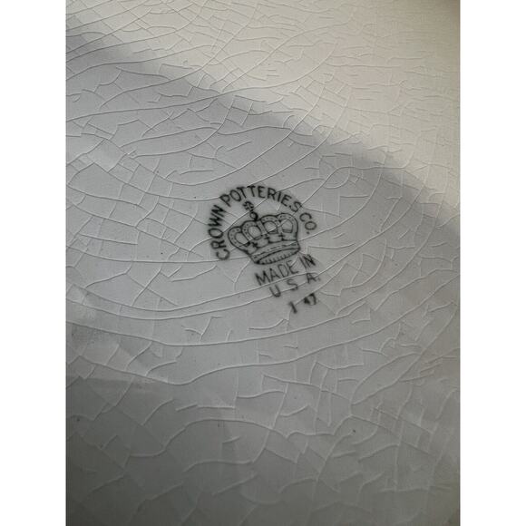 Vintage Crown Potteries Co. Set Of 2 Large Oval Serving Platters Ivory With Gold - Picture 2 of 15